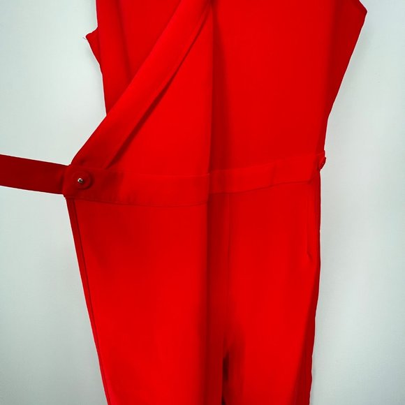 Gibson Latimer V Neck Sleeveless Wrap Jumpsuit Crimson Red plus size 18 - Picture 10 of 16